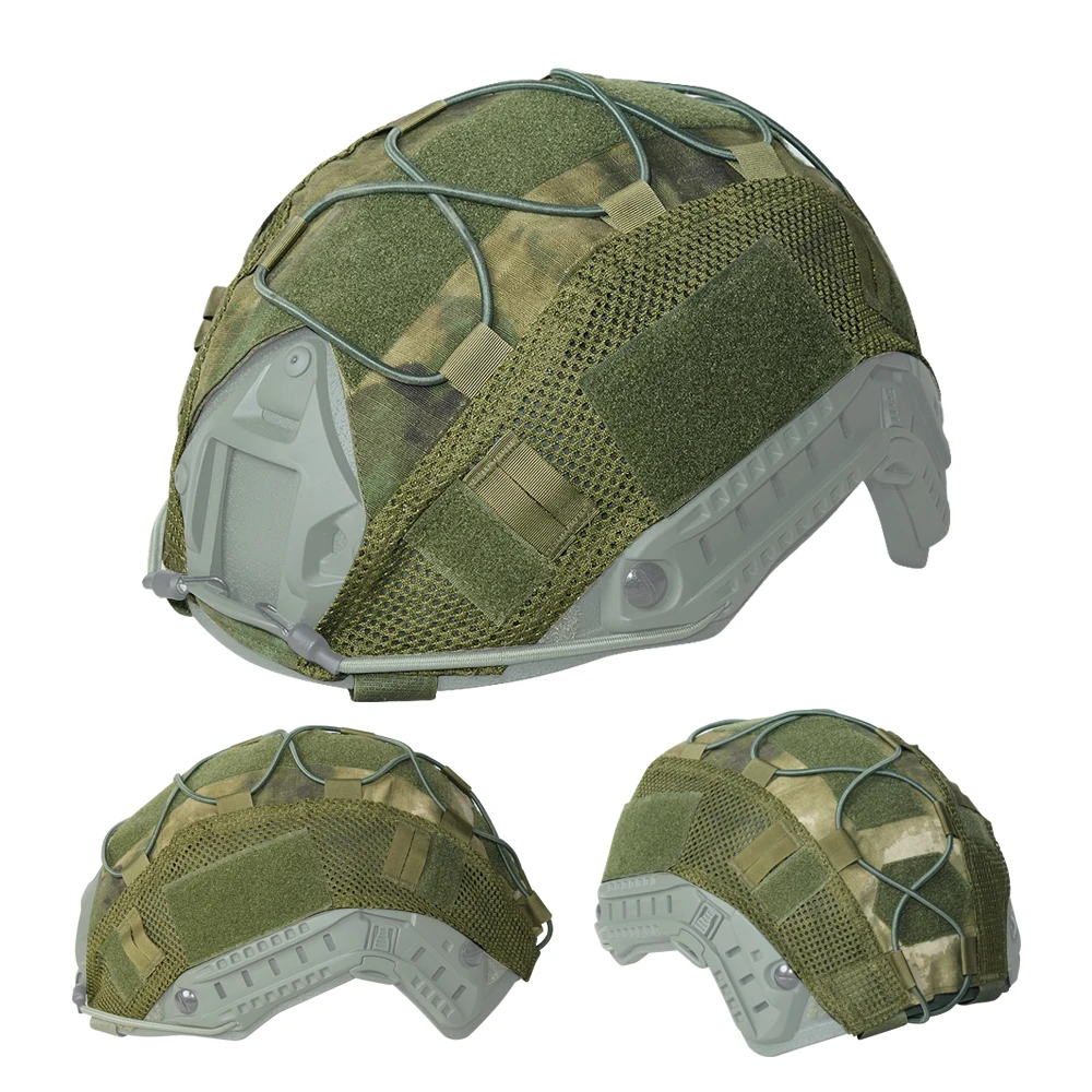 BOOIU Tactical Helmet Cover Airsoft High-cut Helmet Cover Hunting CS Camo with Elastic Cord for MH PJ BJOPS-Core Fast Helmet