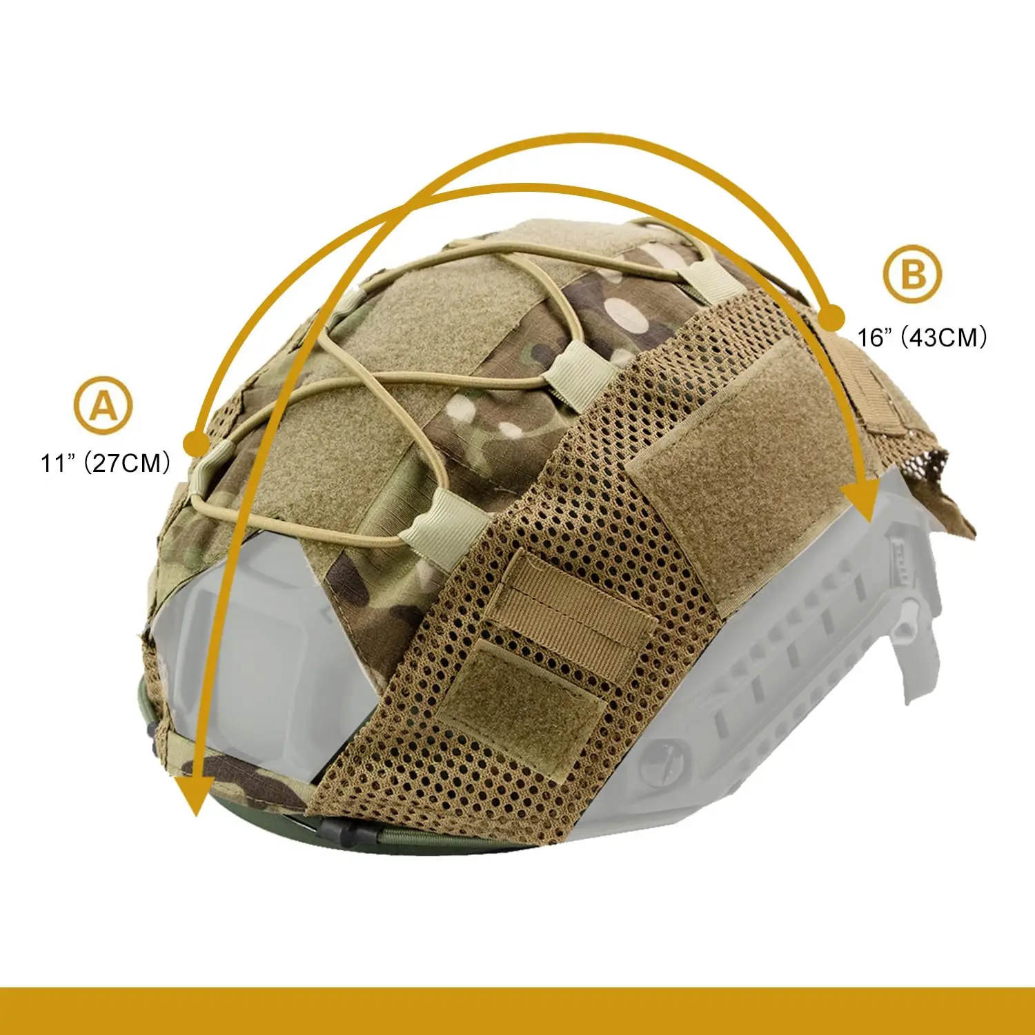 BOOIU Tactical Helmet Cover Airsoft High-cut Helmet Cover Hunting CS Camo with Elastic Cord for MH PJ BJOPS-Core Fast Helmet