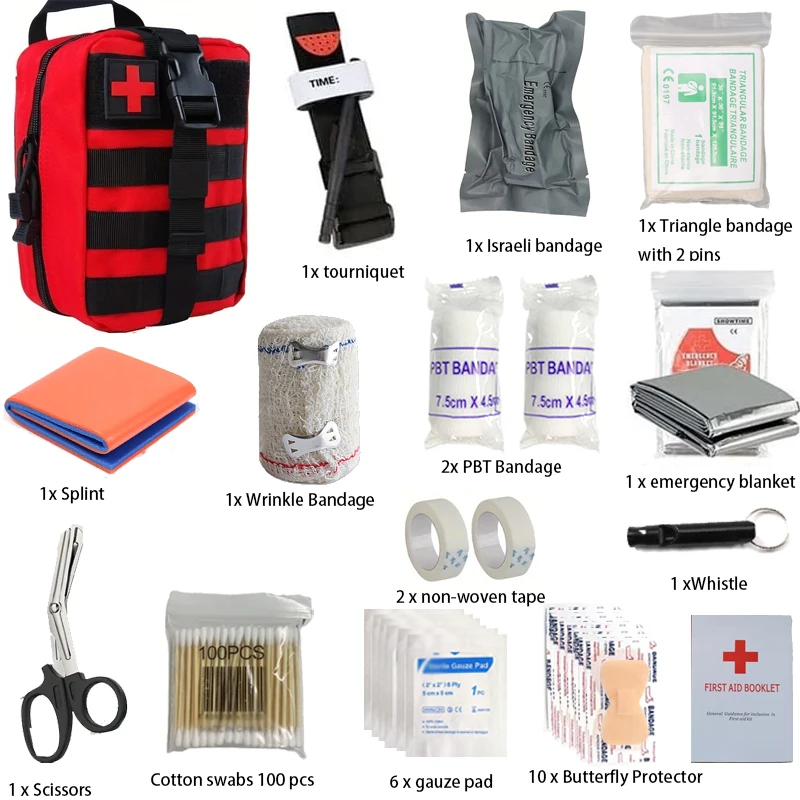 50pcs IFAK Trauma Survival First Aid Kit, Camping Gear Supplies Emergency Survival Kit, Hiking Kit
