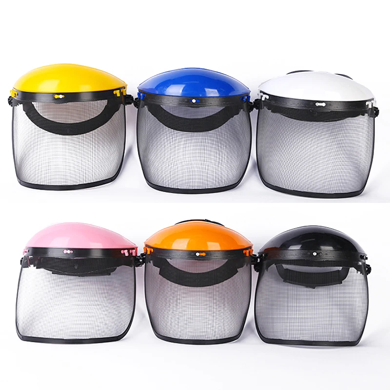 Stainless Steel Garden Grass Trimmer Safety Helmet Hat With Full Face Mesh Splash Proof Face Screen Safety Protective Mask