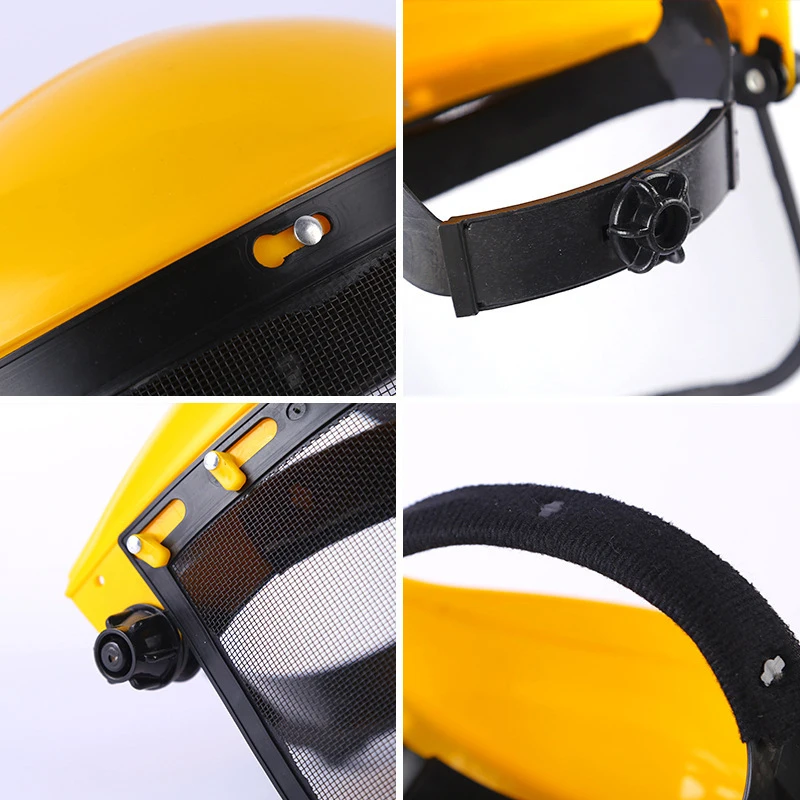 Stainless Steel Garden Grass Trimmer Safety Helmet Hat With Full Face Mesh Splash Proof Face Screen Safety Protective Mask