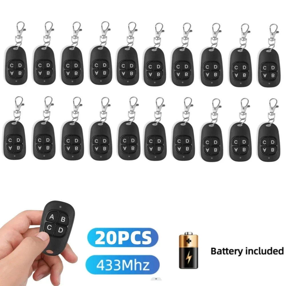 5-20pcs 433MHz Remote Control Universal Garage Remote 4 Buttons Duplicator Controller Replacement Wireless Car Keys for Garage