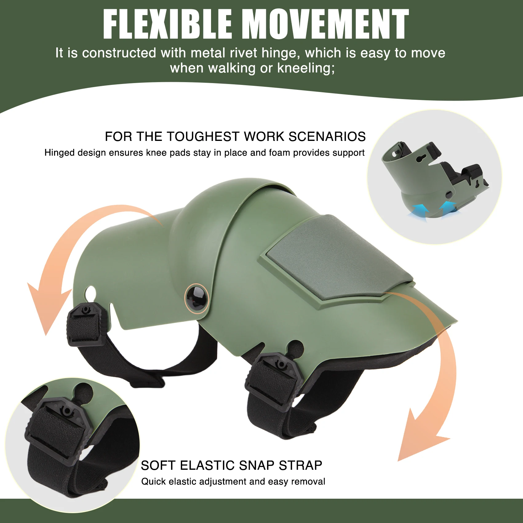 Heavy Duty Knee Pads with Strong Double Adjustable Straps, EVA Foam Cushion, Anti-Slip Design for Gardening Flooring Home Repair