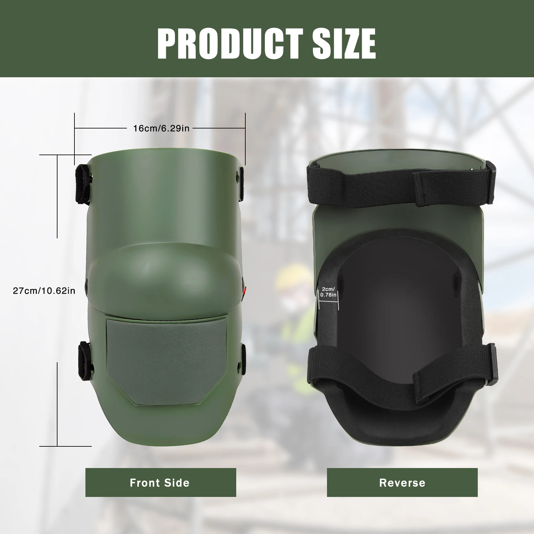 Heavy Duty Knee Pads with Strong Double Adjustable Straps, EVA Foam Cushion, Anti-Slip Design for Gardening Flooring Home Repair