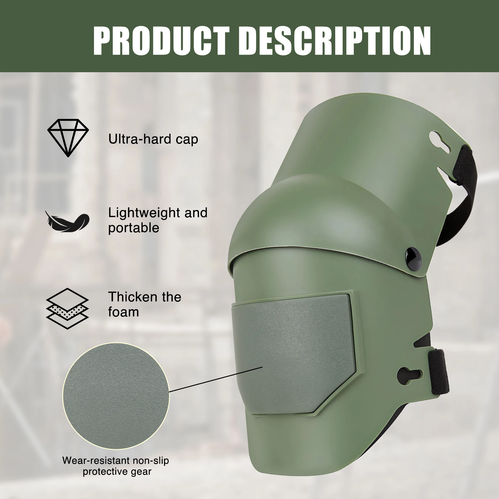 Heavy Duty Knee Pads with Strong Double Adjustable Straps, EVA Foam Cushion, Anti-Slip Design for Gardening Flooring Home Repair