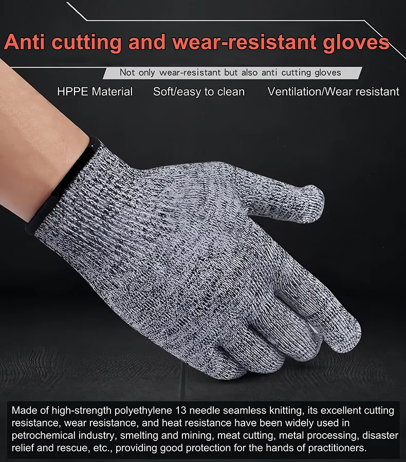 Grade 5 Anti-cutting Gloves Glass Factory Kitchen Fishing Special Glass Anti-scratch Anti-knife Cut Anti-stabbing Gloves