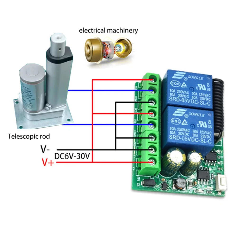 12V 24V RF 433Mhz Actuator Motor Controller, 2CH Receiver Module Switch & Transmitter For LED Door Electromagnetic Lock