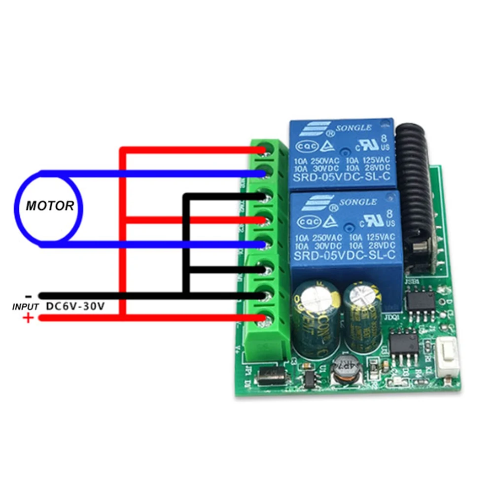 12V 24V RF 433Mhz Actuator Motor Controller, 2CH Receiver Module Switch & Transmitter For LED Door Electromagnetic Lock