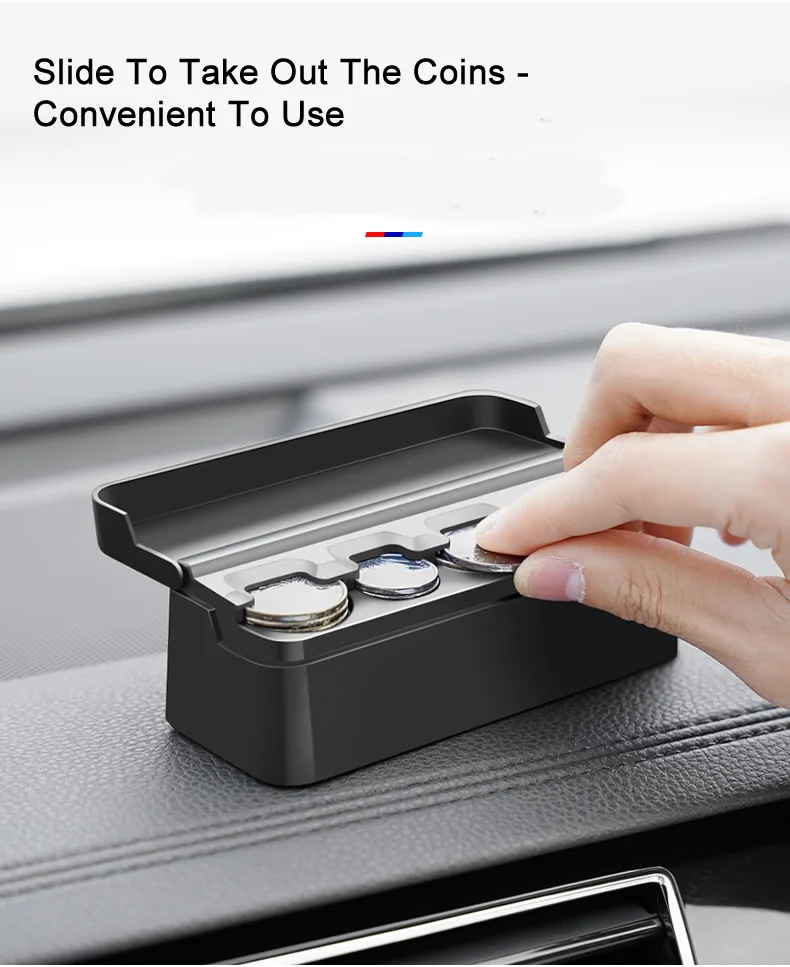 Black 4 Slots Coin Dispenser In Car Coin Holder Sorter Collector With Spring Mini Portable Storage Safe Box For Shop Outdoor Car