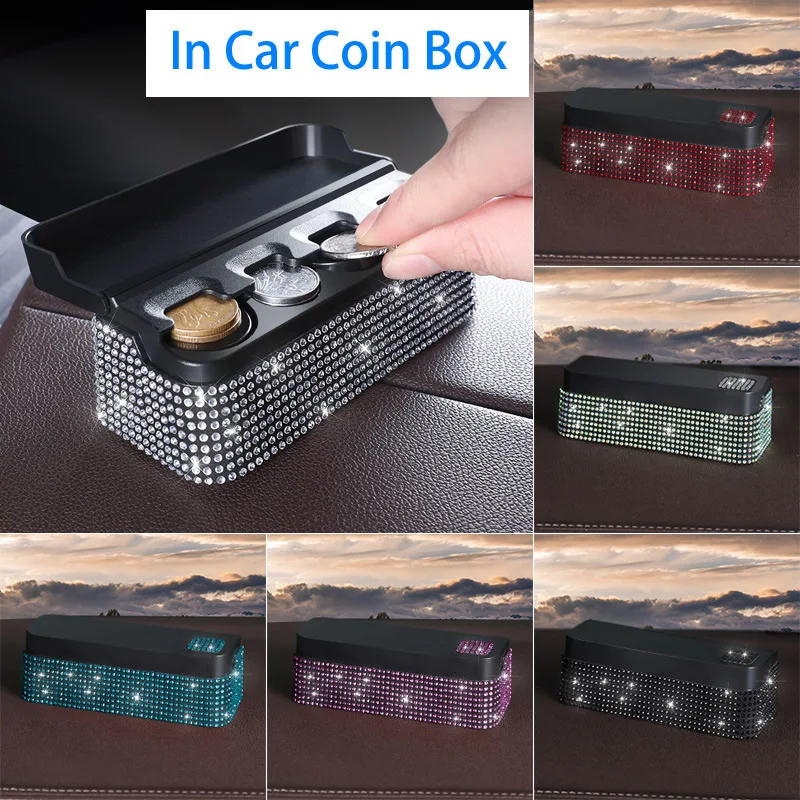 Black 4 Slots Coin Dispenser In Car Coin Holder Sorter Collector With Spring Mini Portable Storage Safe Box For Shop Outdoor Car