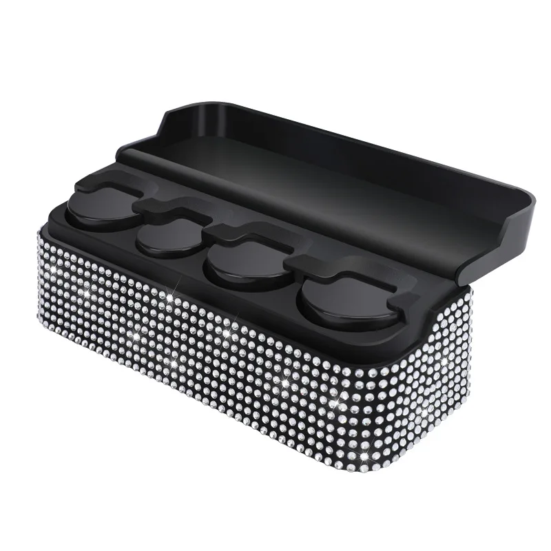 Black 4 Slots Coin Dispenser In Car Coin Holder Sorter Collector With Spring Mini Portable Storage Safe Box For Shop Outdoor Car