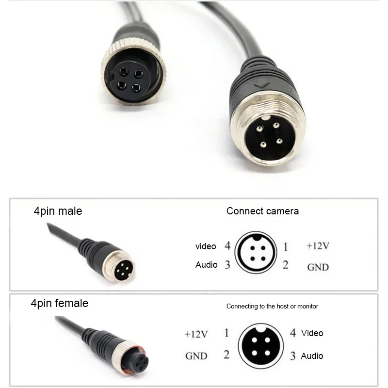 1m/2m/3m/5m/7m/8m/10m/15m/20m 4 Pin Male to Female Aviation Extension Video Cable for Truck Bus Monitor Camera Connection