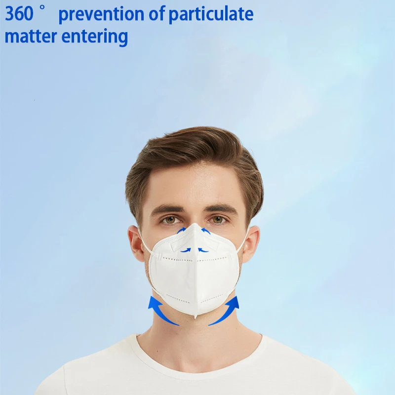 50/100pcs Black and White Masks Adult KN95 Masks Facial Travel Use Dustproof 5-Layer Breathable Design Adjustable Nose Bridge