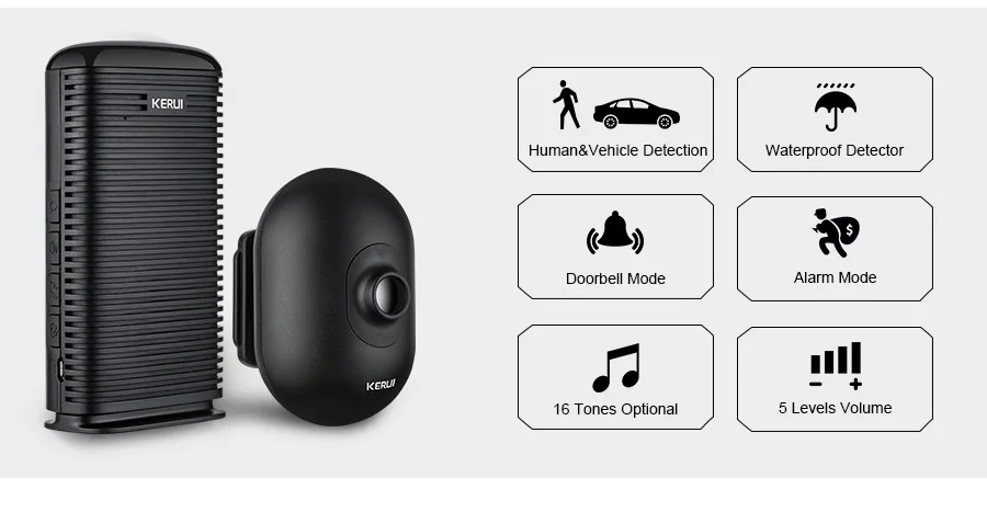 KERUI DW9 Driveway Garage Alarm Wireless Welcome Burglar Passage Detector Outdoor PIR Motion Sensor Alarm Security Protection
