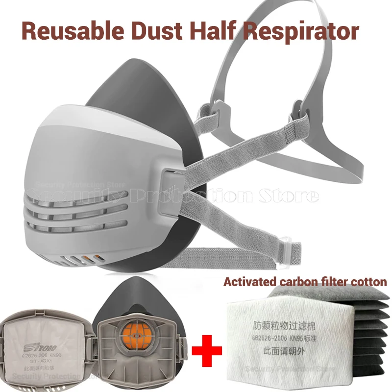 21in1 Dust Mask Carbon Filter Cotton Respirator Half Face Dust-Proof Anti Industrial Construction Dust Haze Fog Safety Gas Mask