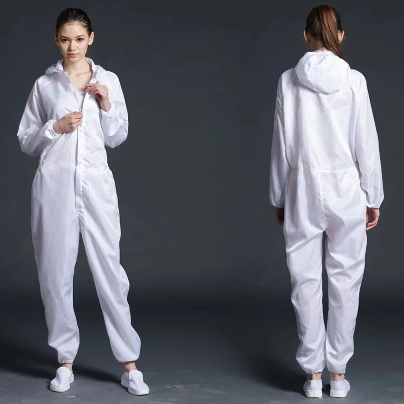 One-piece Coveralls Clean Clothes Hood Cleanroom Garments Clean Food Dust-proof Paint Work Clothing Unisex Protective Overalls