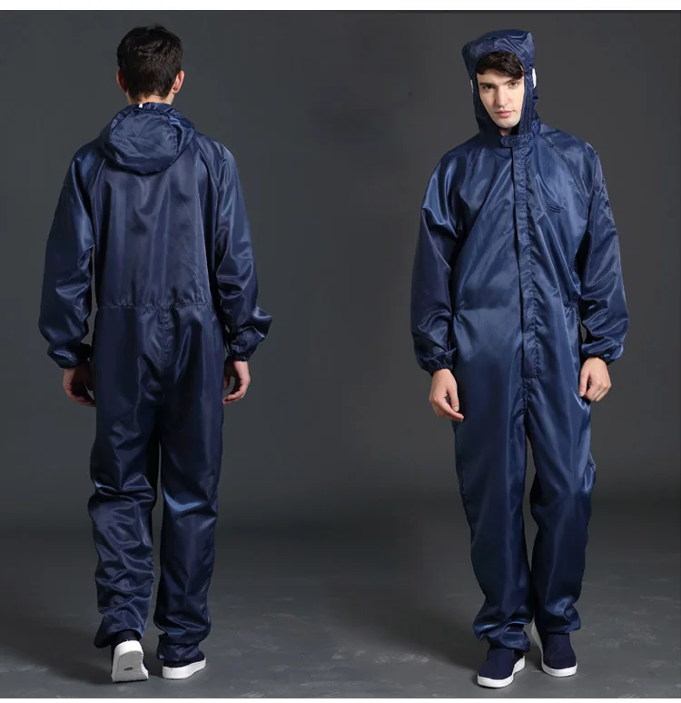 One-piece Coveralls Clean Clothes Hood Cleanroom Garments Clean Food Dust-proof Paint Work Clothing Unisex Protective Overalls