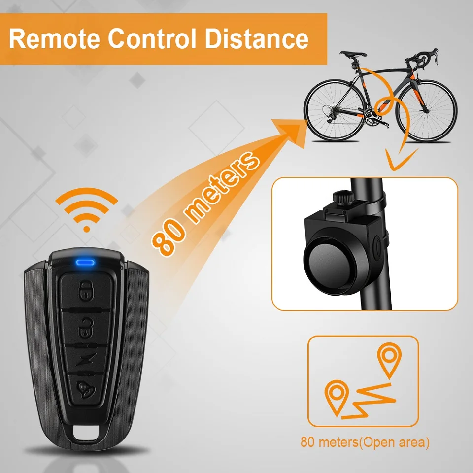 Awapow Smart Anti-theft Bike Alarm Wireless Bicycle Motorcycle Vibration Detector USB Charging Remote Control Burglar Alarm