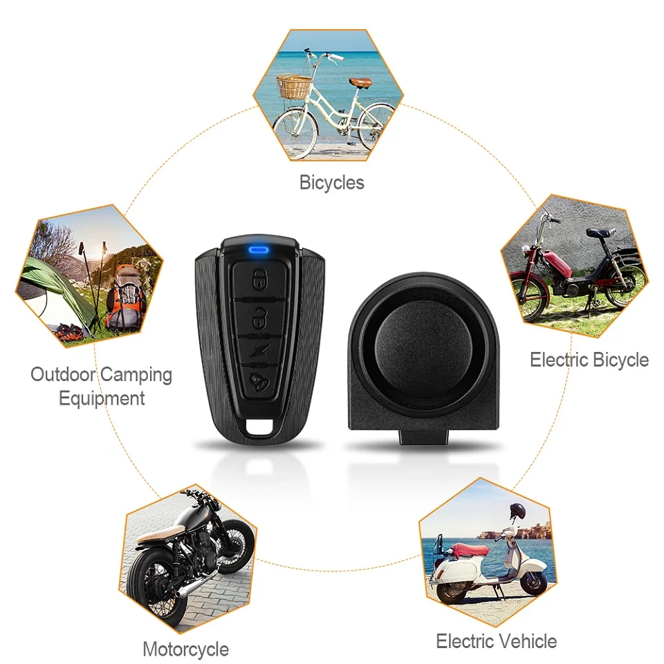 Awapow Smart Anti-theft Bike Alarm Wireless Bicycle Motorcycle Vibration Detector USB Charging Remote Control Burglar Alarm