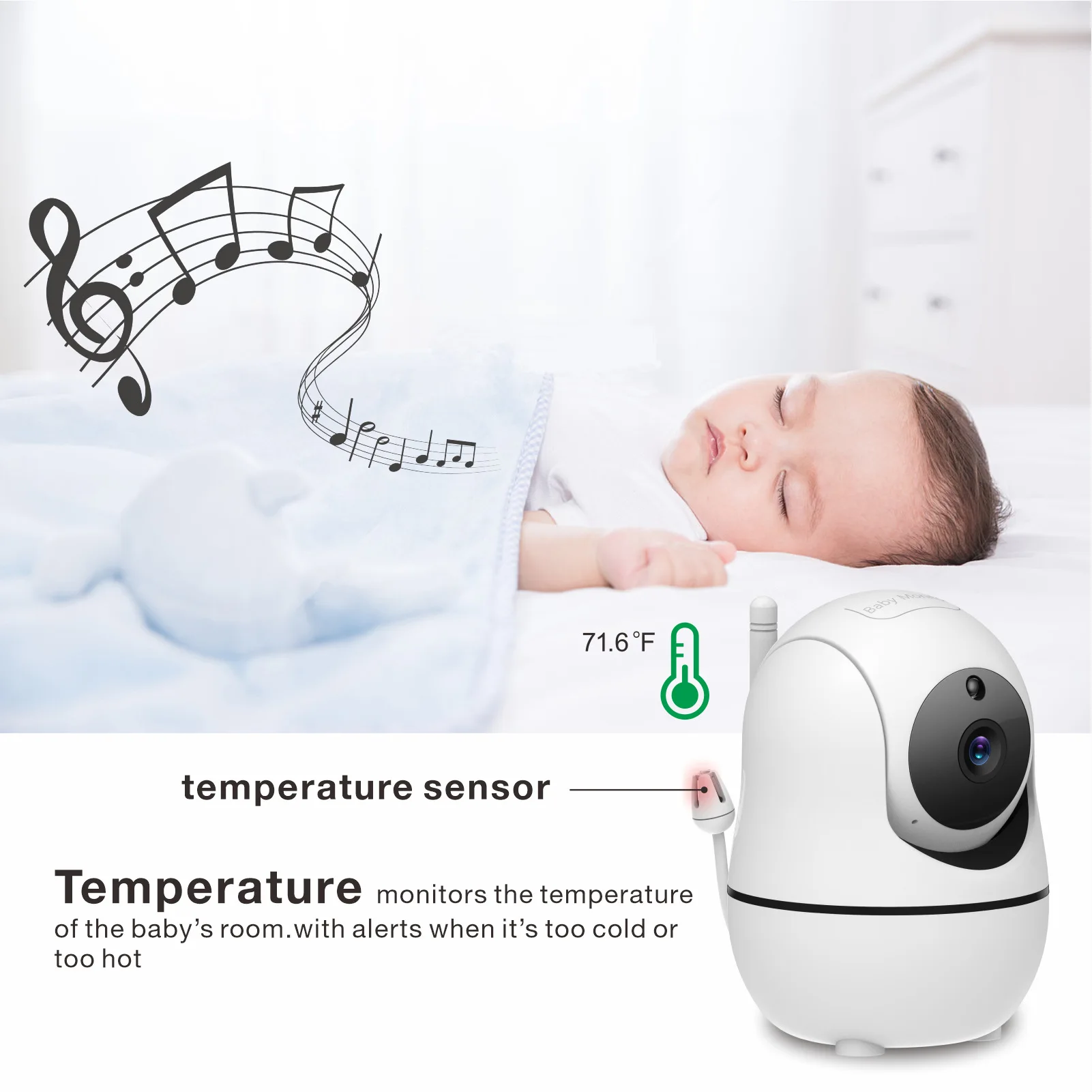 SM50/SM530A 5 Inch LCD Video Baby Monitors Wireless Babysitter Two Way Audio Night Light Temperature Pet Baby Camera Nanny Music