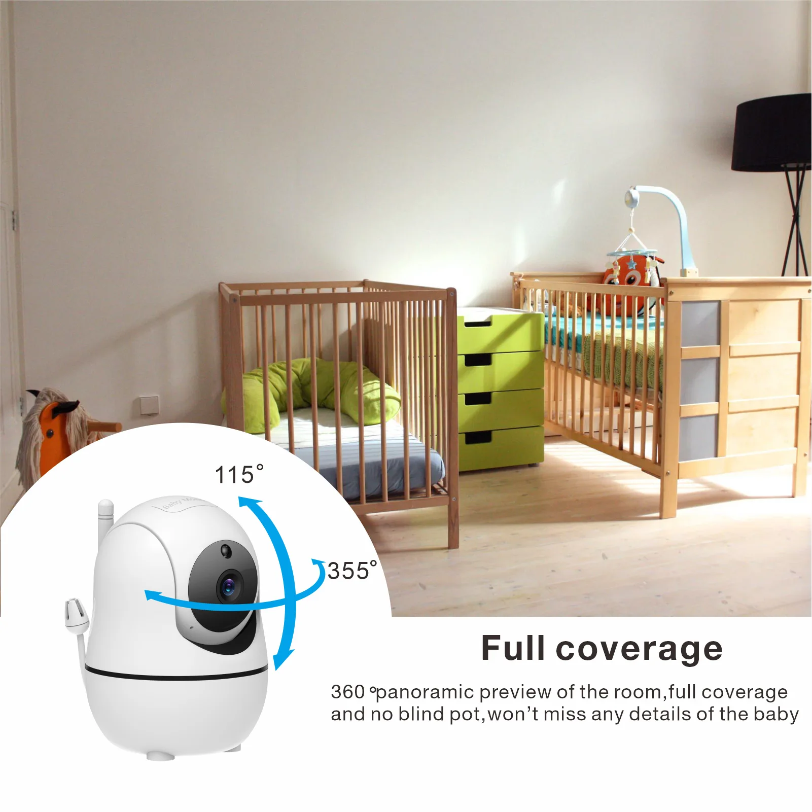 SM50/SM530A 5 Inch LCD Video Baby Monitors Wireless Babysitter Two Way Audio Night Light Temperature Pet Baby Camera Nanny Music
