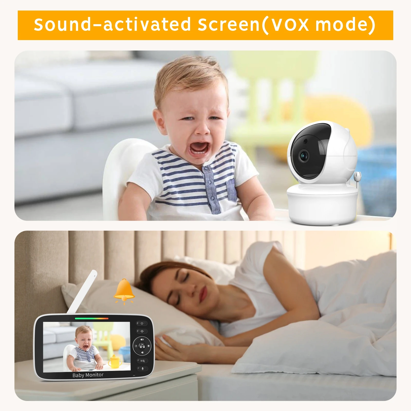 SM50/SM530A 5 Inch LCD Video Baby Monitors Wireless Babysitter Two Way Audio Night Light Temperature Pet Baby Camera Nanny Music