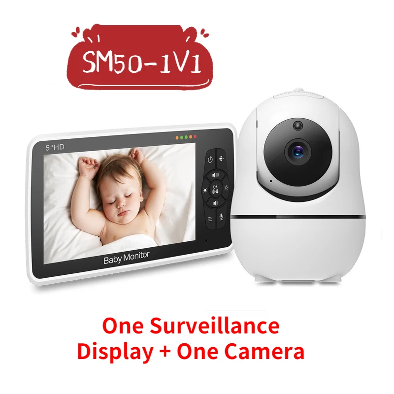 SM50/SM530A 5 Inch LCD Video Baby Monitors Wireless Babysitter Two Way Audio Night Light Temperature Pet Baby Camera Nanny Music