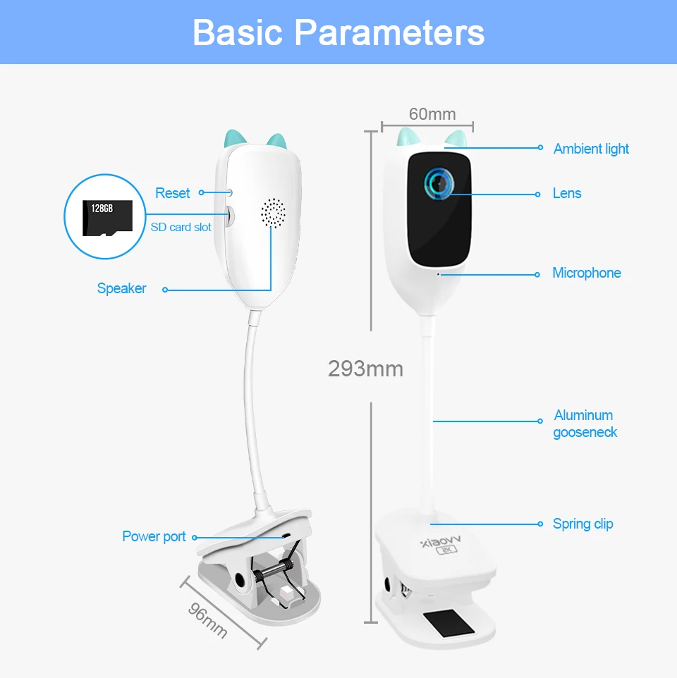 4MP XIAOVV  Video Baby Monitor Cry Detection Full Color Night Vision 360 Degree Rotating Two-way audio WiFi Indoor infant Camera