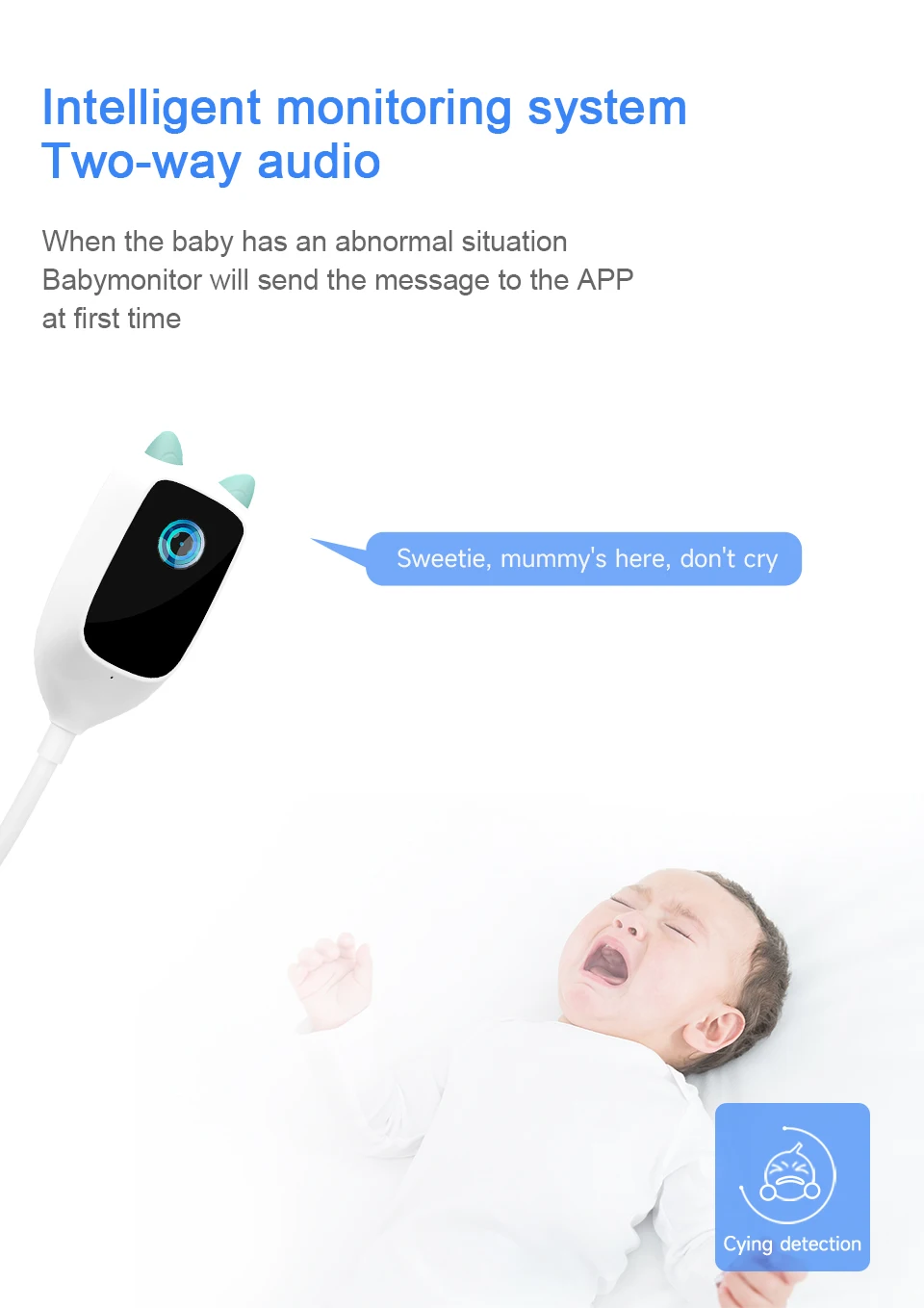 4MP XIAOVV  Video Baby Monitor Cry Detection Full Color Night Vision 360 Degree Rotating Two-way audio WiFi Indoor infant Camera