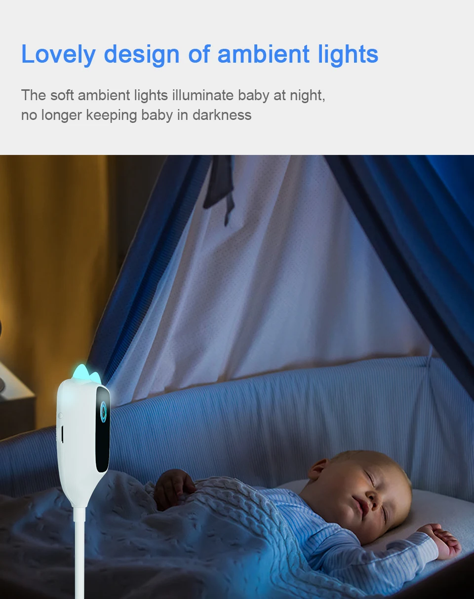 4MP XIAOVV  Video Baby Monitor Cry Detection Full Color Night Vision 360 Degree Rotating Two-way audio WiFi Indoor infant Camera