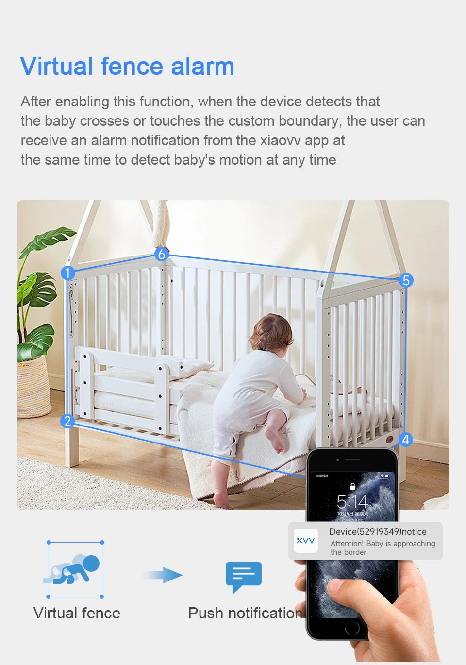 4MP XIAOVV  Video Baby Monitor Cry Detection Full Color Night Vision 360 Degree Rotating Two-way audio WiFi Indoor infant Camera