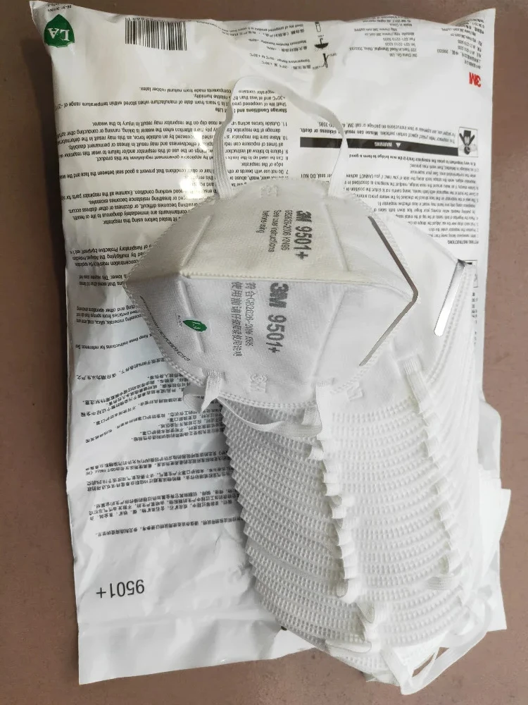 3M KN95 Face Mask 9501+/9502+ Original Adult Reusable Earloop Headband Approved Wide Soft Band Particles Filtering 95% 50Pcs/bag