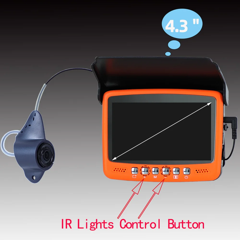 THEJLES HD 1000 Line Ice Fishing Underwater Camera 4.3 Inch IPS Screen Fish Finder With 8 Infrared Lights Can Turn ON/OFF
