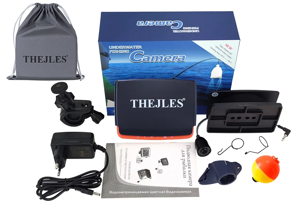 THEJLES HD 1000 Line Ice Fishing Underwater Camera 4.3 Inch IPS Screen Fish Finder With 8 Infrared Lights Can Turn ON/OFF