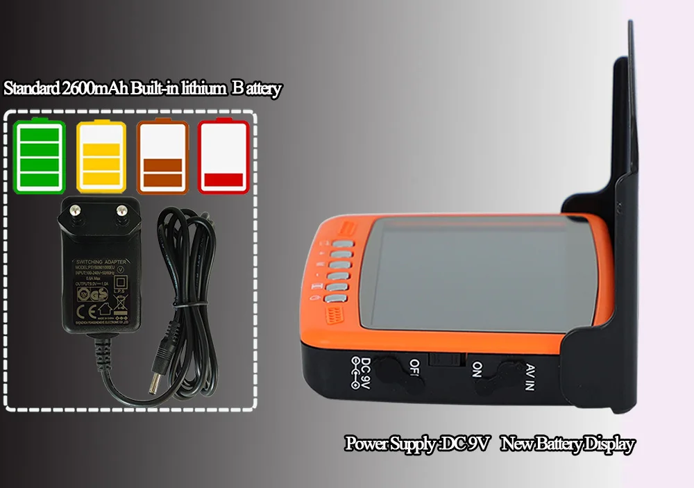 THEJLES HD 1000 Line Ice Fishing Underwater Camera 4.3 Inch IPS Screen Fish Finder With 8 Infrared Lights Can Turn ON/OFF