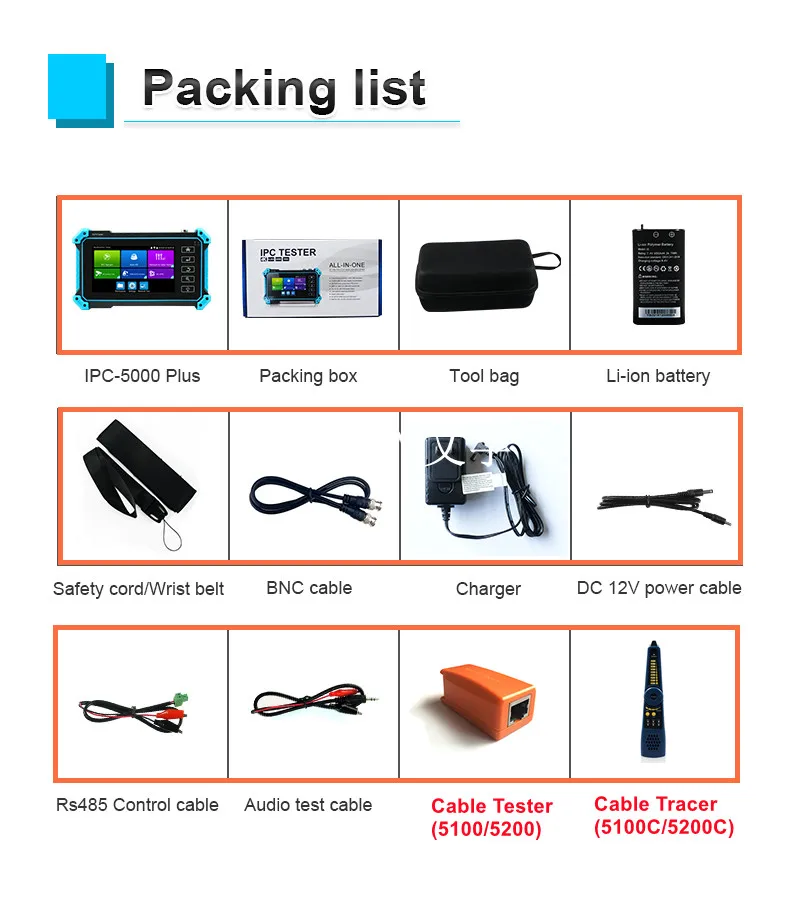 CCTV IPC Tester IPC-5200C Plus 8MP AHD CVI TVI SDI Camera Tester 32MP IP Camera Tester 5.4" Touch Screen HDMI VGA Cable Tester