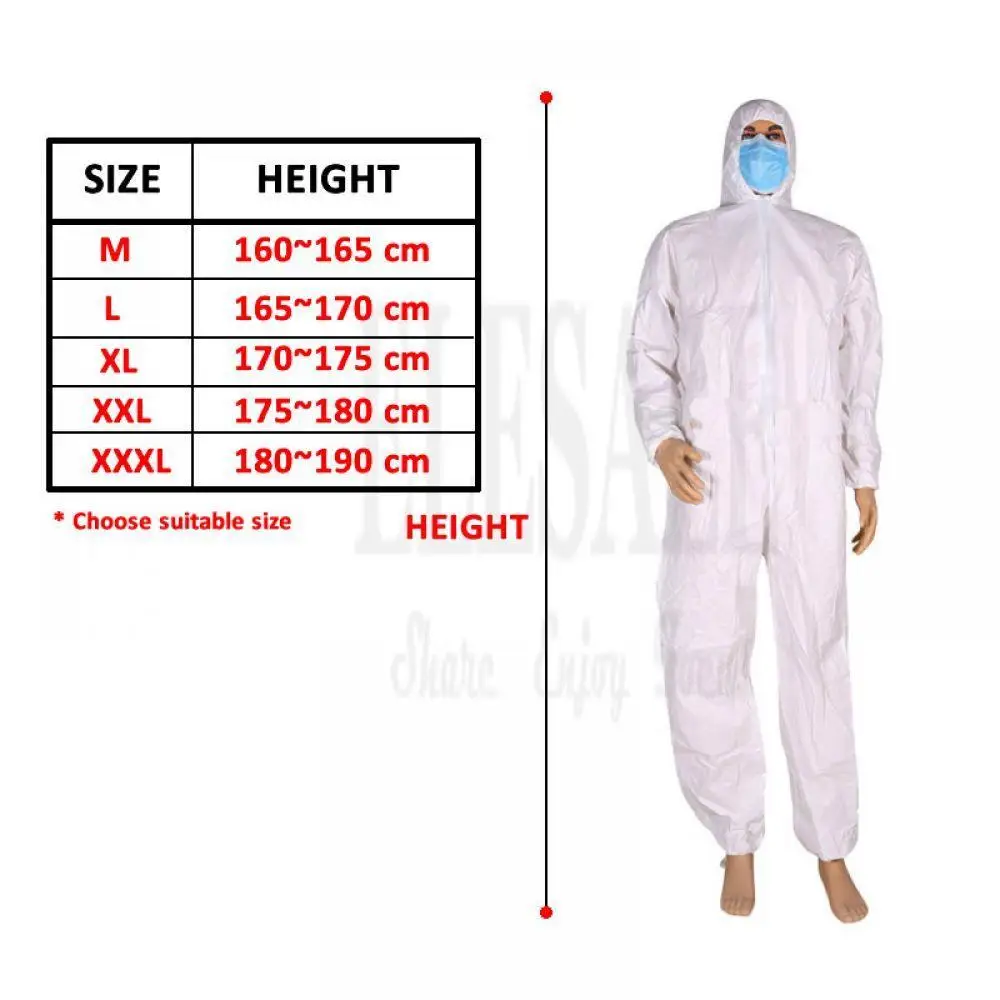 Unisex Sanitary Protection Jumpsuit Hazmat Suit Zip Isolation Protective Coveralls Disposable Anti Dust Sanitary Safety Clothing