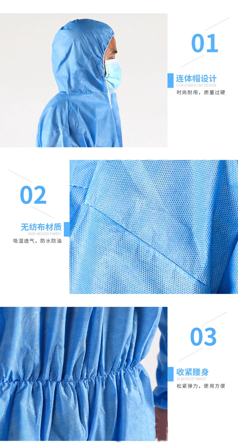 Unisex Sanitary Protection Jumpsuit Hazmat Suit Zip Isolation Protective Coveralls Disposable Anti Dust Sanitary Safety Clothing