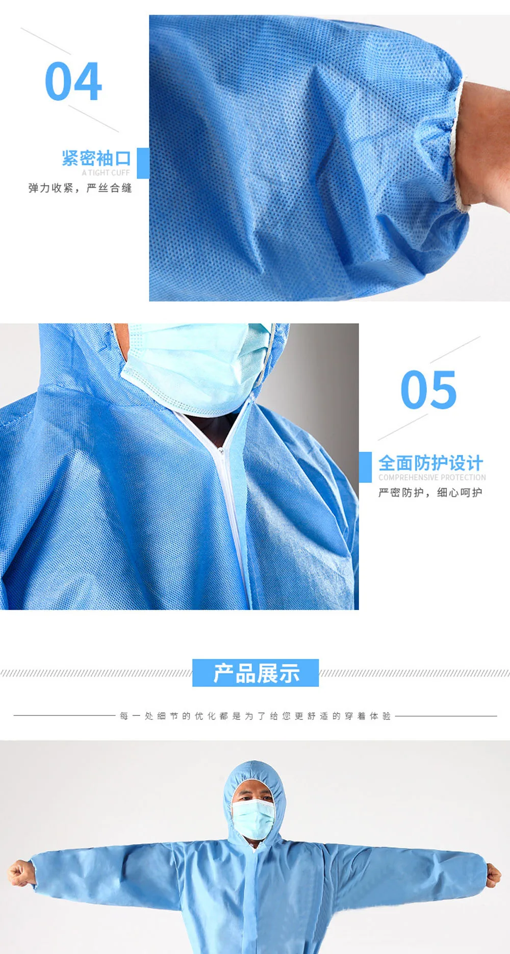 Unisex Sanitary Protection Jumpsuit Hazmat Suit Zip Isolation Protective Coveralls Disposable Anti Dust Sanitary Safety Clothing