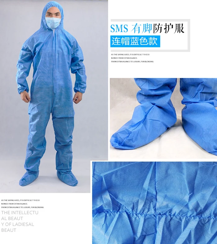 Unisex Sanitary Protection Jumpsuit Hazmat Suit Zip Isolation Protective Coveralls Disposable Anti Dust Sanitary Safety Clothing