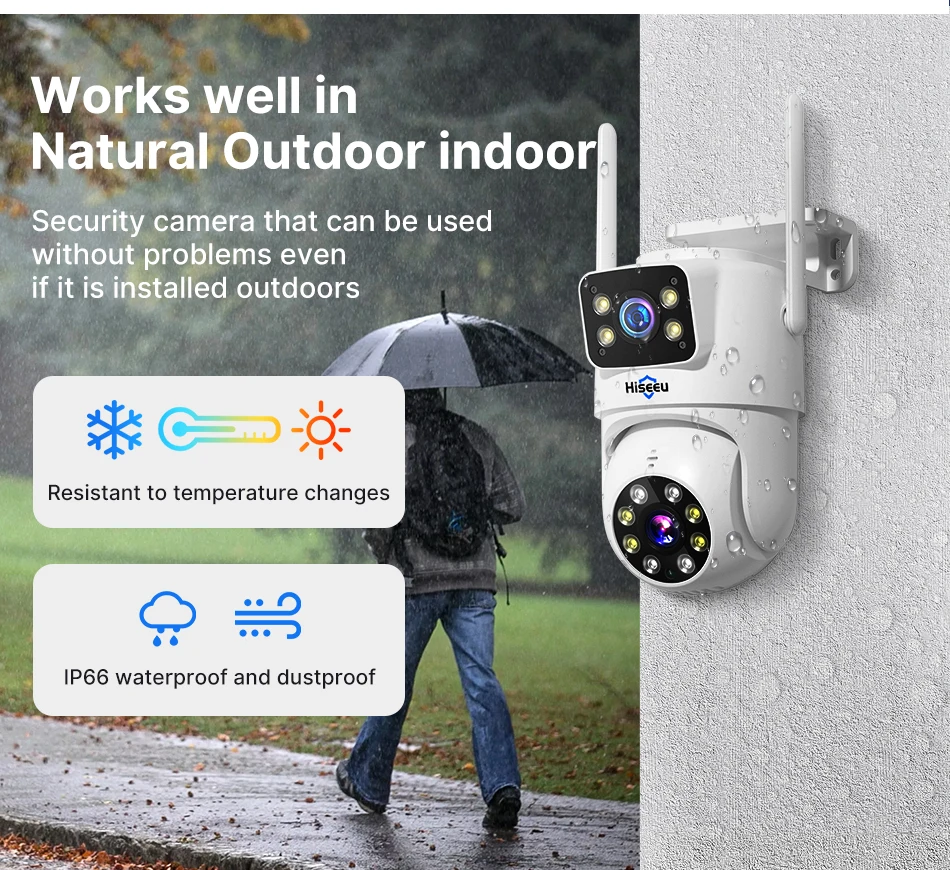 Hiseeu 10CH NVR Dual Lens Wireless CCTV Surveillance Kit Human Detection Night Vision P2P 3K 6MP IP Cameras Security System