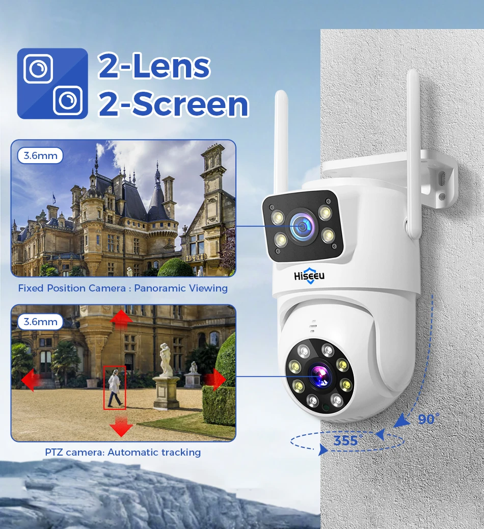 Hiseeu 10CH NVR Dual Lens Wireless CCTV Surveillance Kit Human Detection Night Vision P2P 3K 6MP IP Cameras Security System