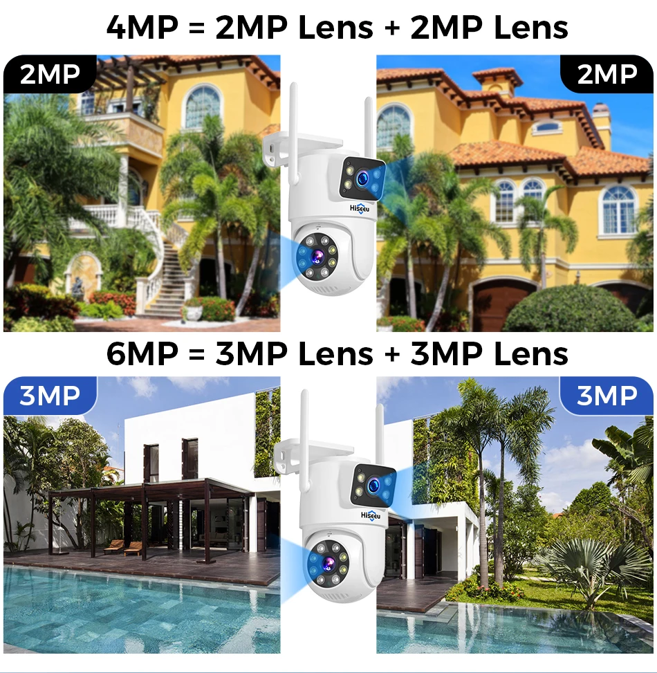 Hiseeu 10CH NVR Dual Lens Wireless CCTV Surveillance Kit Human Detection Night Vision P2P 3K 6MP IP Cameras Security System
