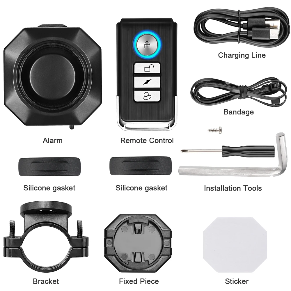 Extractme Bike Alarm Wireless Waterproof Bicycle Alarm Security-protection Alarm Security System USB Charging Remote Control
