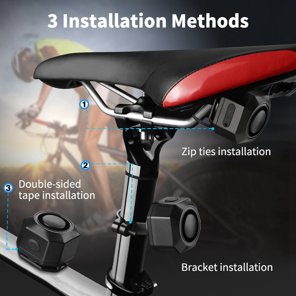 Extractme Bike Alarm Wireless Waterproof Bicycle Alarm Security-protection Alarm Security System USB Charging Remote Control