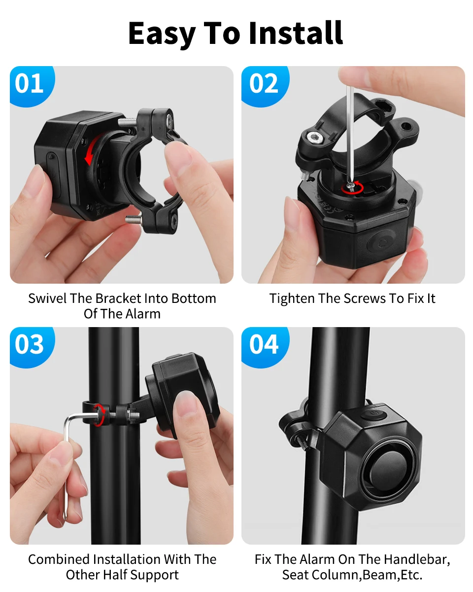 Extractme Bike Alarm Wireless Waterproof Bicycle Alarm Security-protection Alarm Security System USB Charging Remote Control