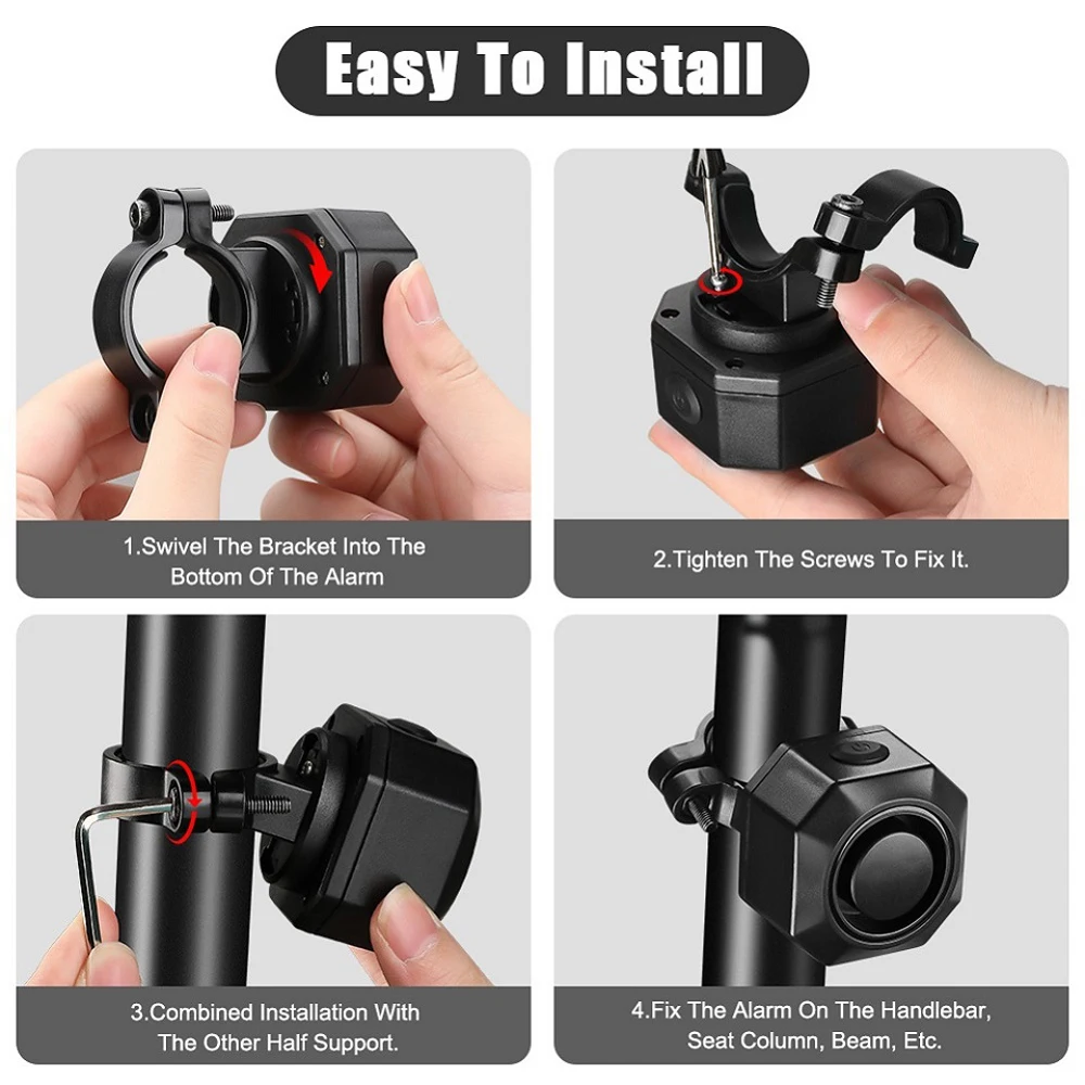 Extractme Bike Alarm Wireless Waterproof Bicycle Alarm Security-protection Alarm Security System USB Charging Remote Control