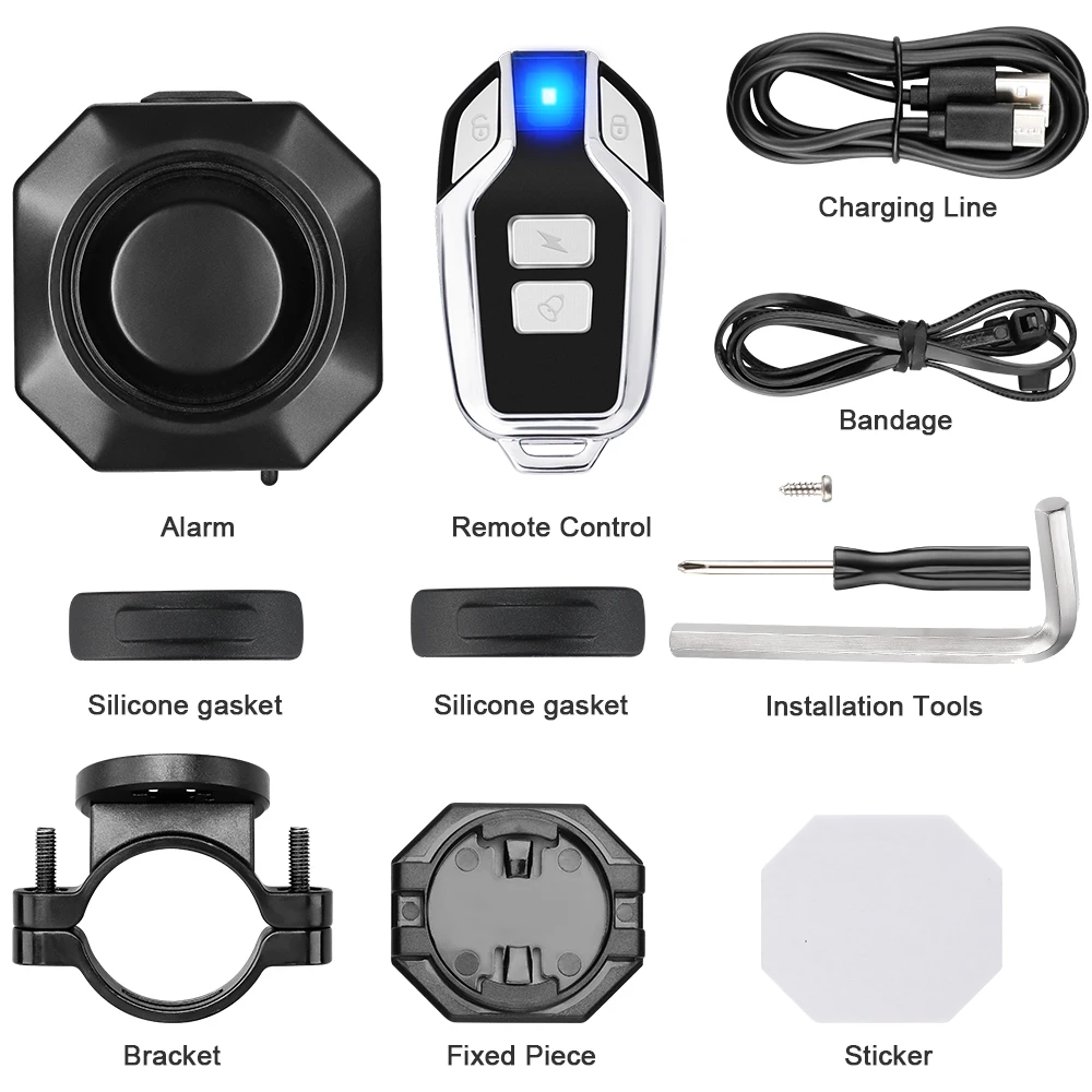 Extractme Bike Alarm Wireless Waterproof Bicycle Alarm Security-protection Alarm Security System USB Charging Remote Control