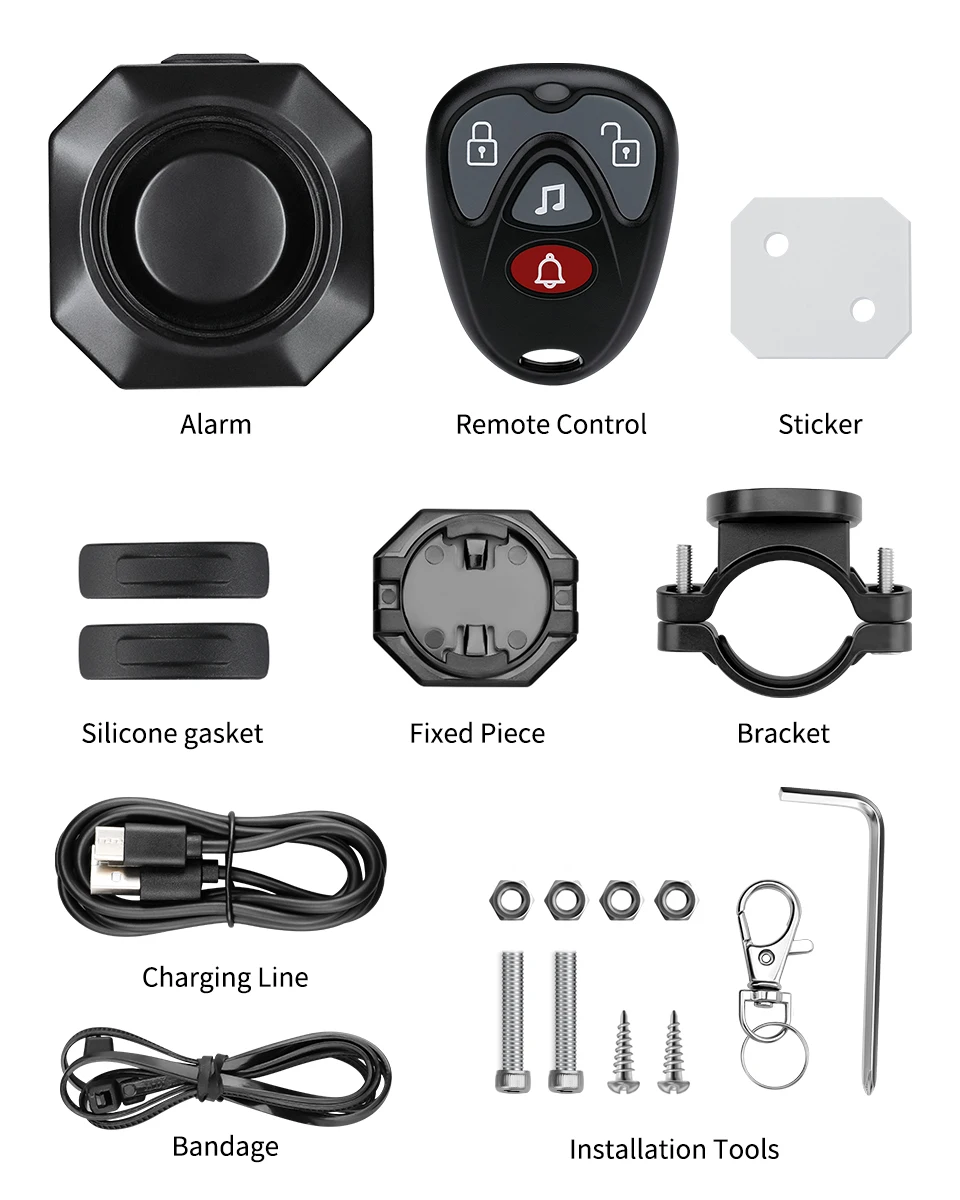 Extractme Bike Alarm Wireless Waterproof Bicycle Alarm Security-protection Alarm Security System USB Charging Remote Control
