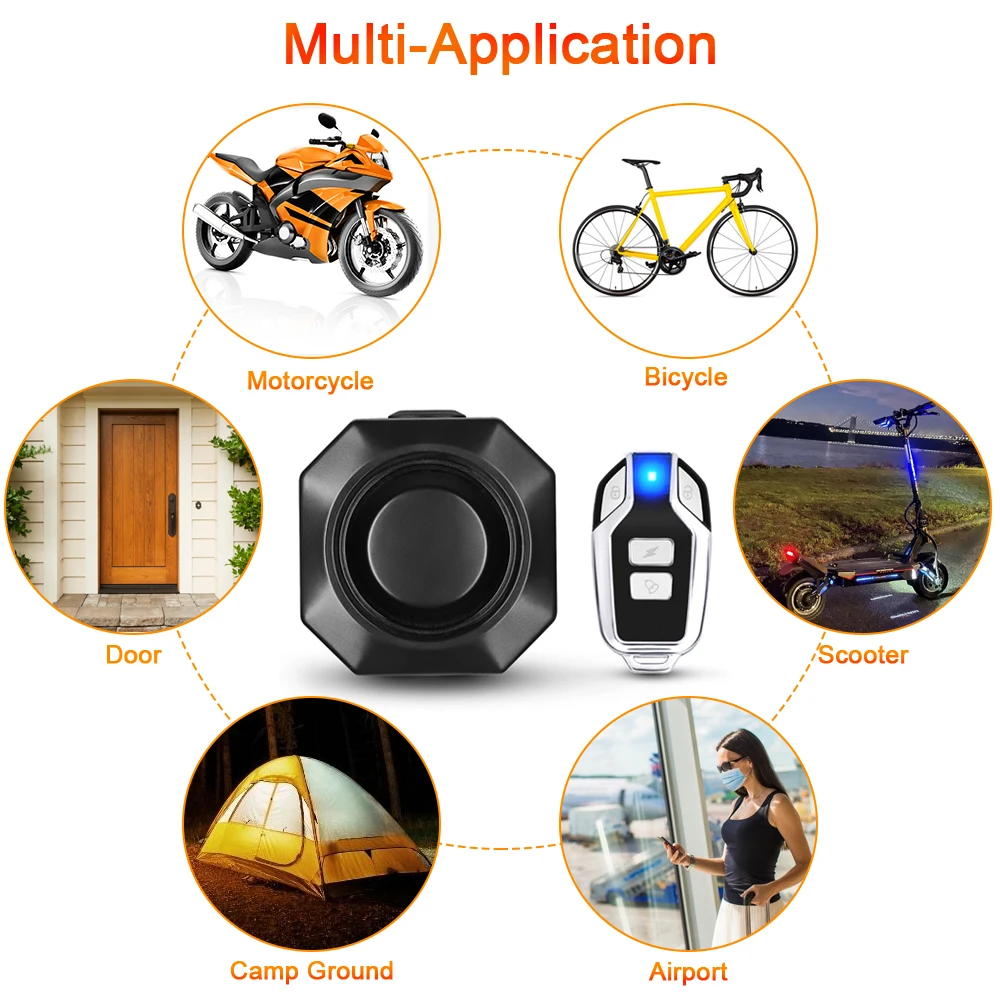 Extractme Bike Alarm Wireless Waterproof Bicycle Alarm Security-protection Alarm Security System USB Charging Remote Control